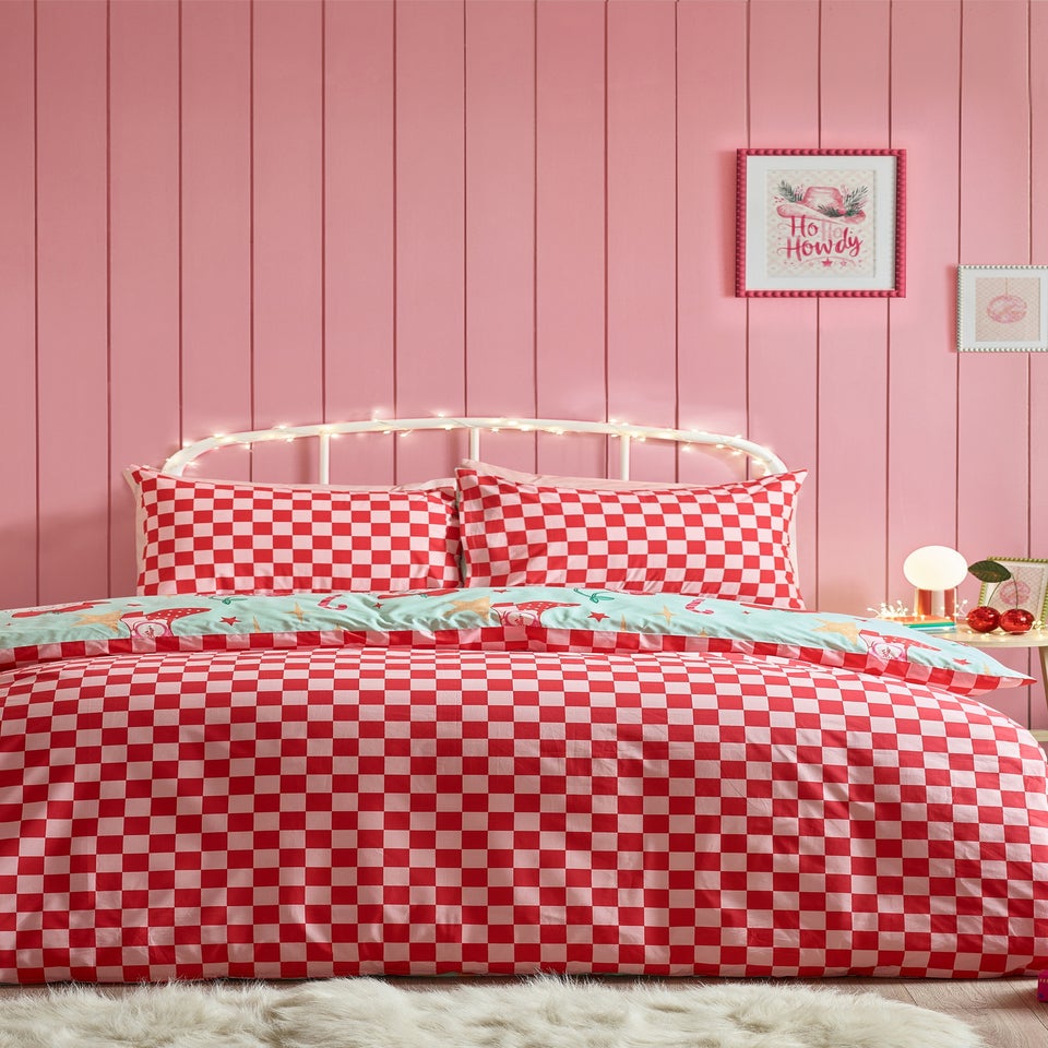 Catherine Lansfield Green Santa's Howdy Christmas Reversible Duvet Cover Set