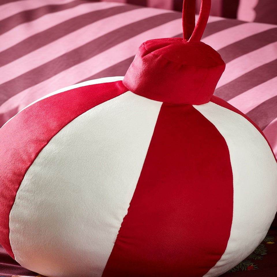 Catherine Lansfield Red Christmas Bauble 3D Shaped Cushion
