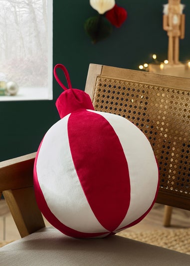 Catherine Lansfield Red Christmas Bauble 3D Shaped Cushion