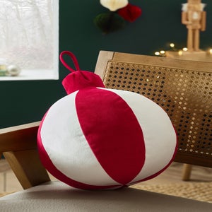 Catherine Lansfield Red Christmas Bauble 3D Shaped Cushion