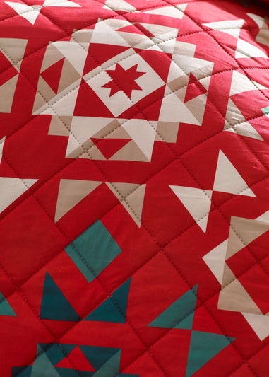 Catherine Lansfield Red Christmas Patchwork Quilted Bedspread