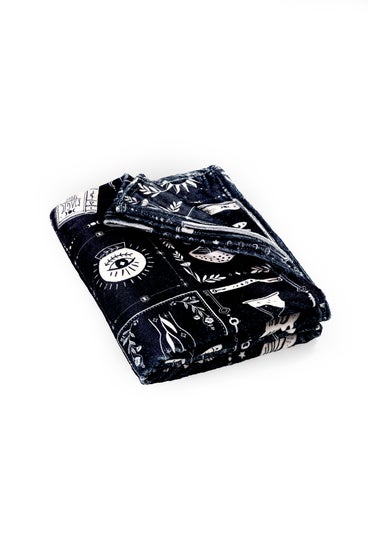 Catherine Lansfield Black Enchanted Witchcraft Cosy Fleece Blanket Throw