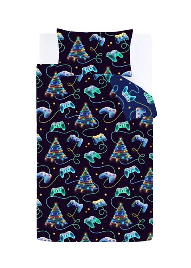 Catherine Lansfield Navy Christmas Gamer So Soft Reversible Duvet Cover Set