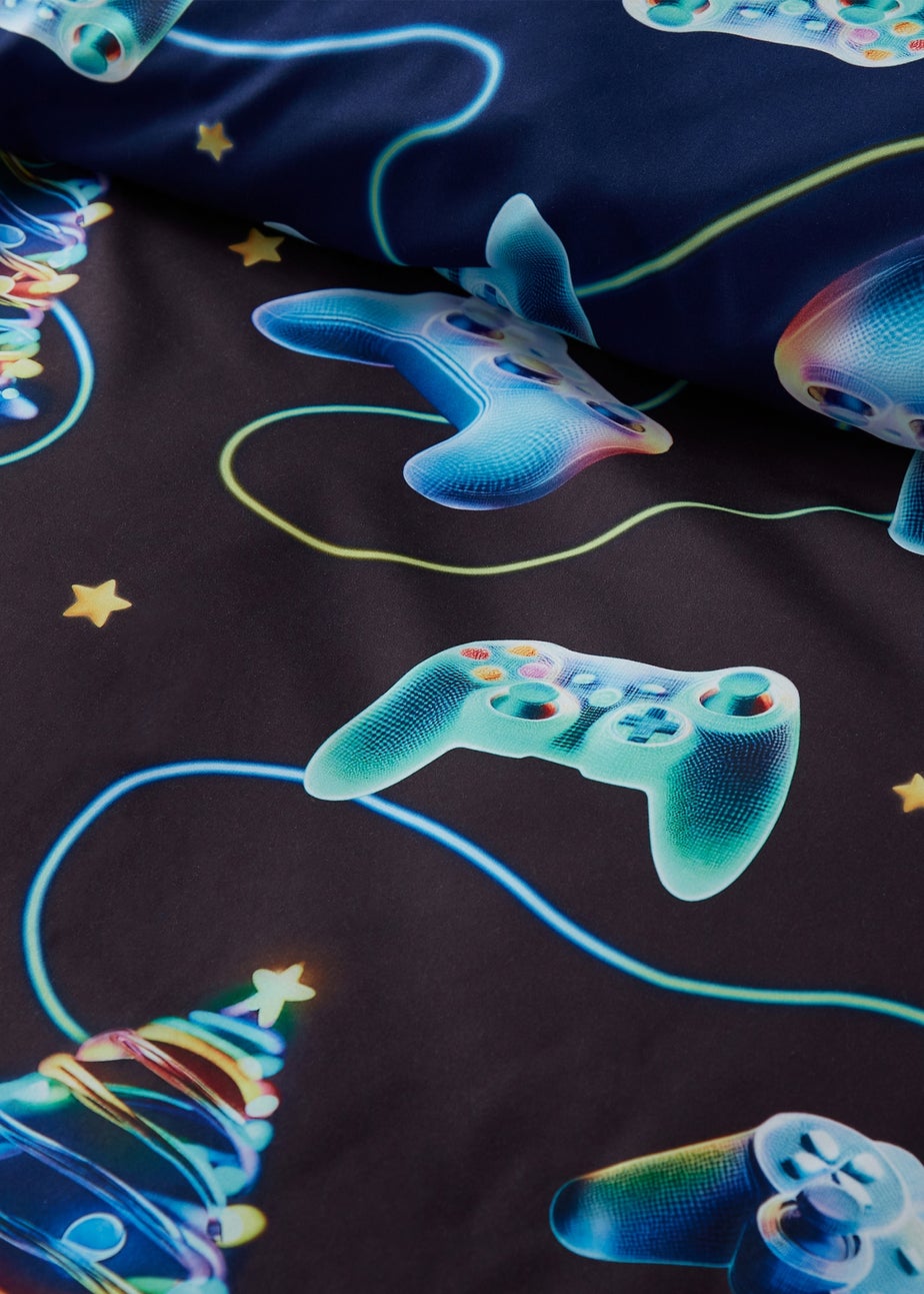 Catherine Lansfield Navy Christmas Gamer So Soft Reversible Duvet Cover Set