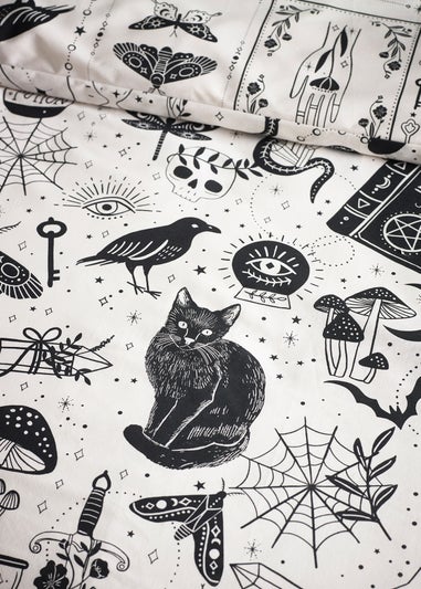 Catherine Lansfield Black Enchanted Witchcraft Reversible Duvet Cover Set