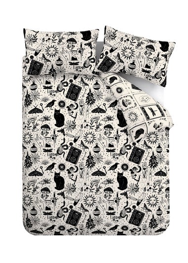 Catherine Lansfield Black Enchanted Witchcraft Reversible Duvet Cover Set