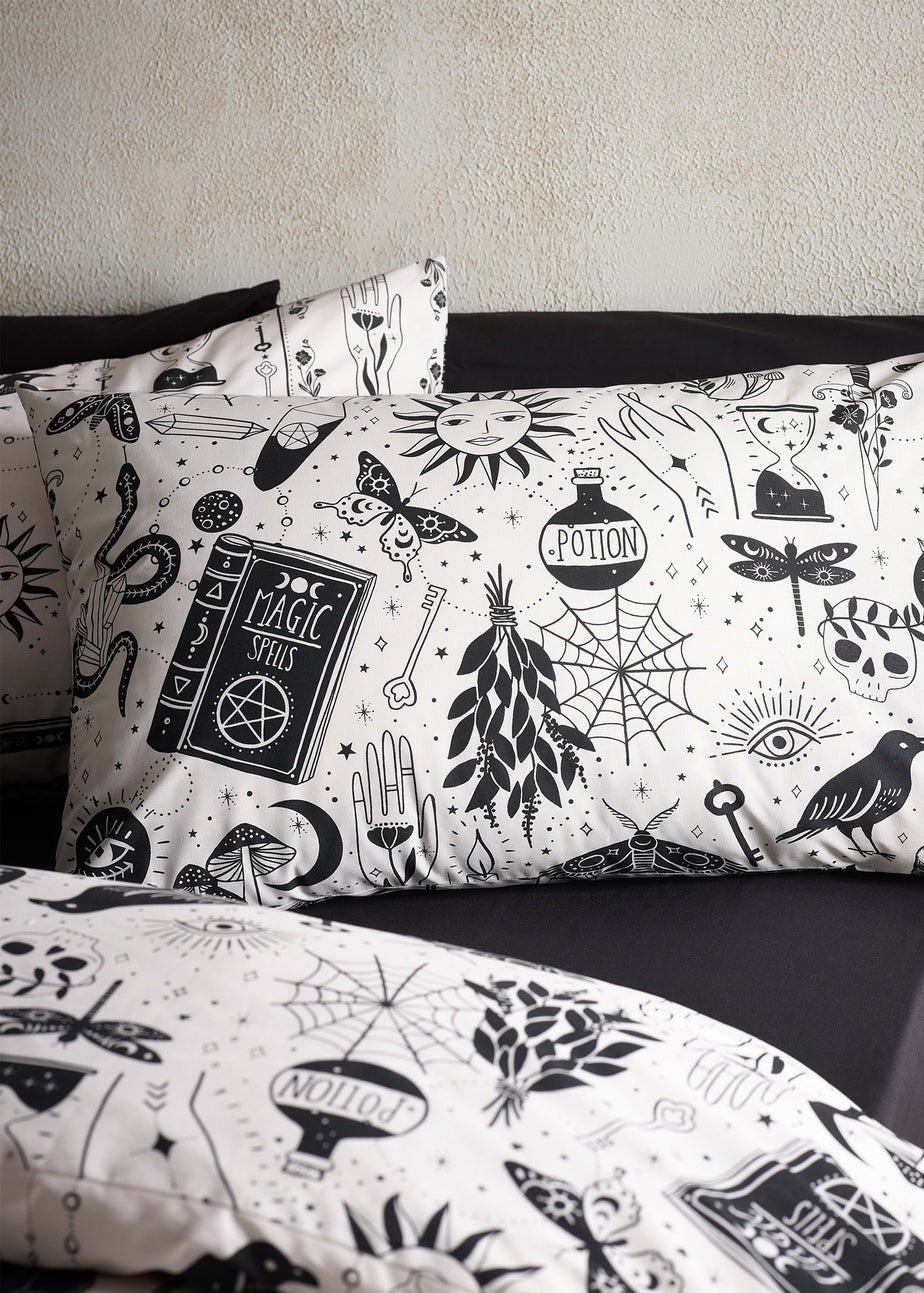 Catherine Lansfield Black Enchanted Witchcraft Reversible Duvet Cover Set