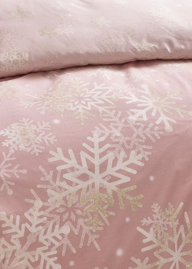 Catherine Lansfield Pink Christmas Baby It's Cold Outside Reversible Duvet Cover Set
