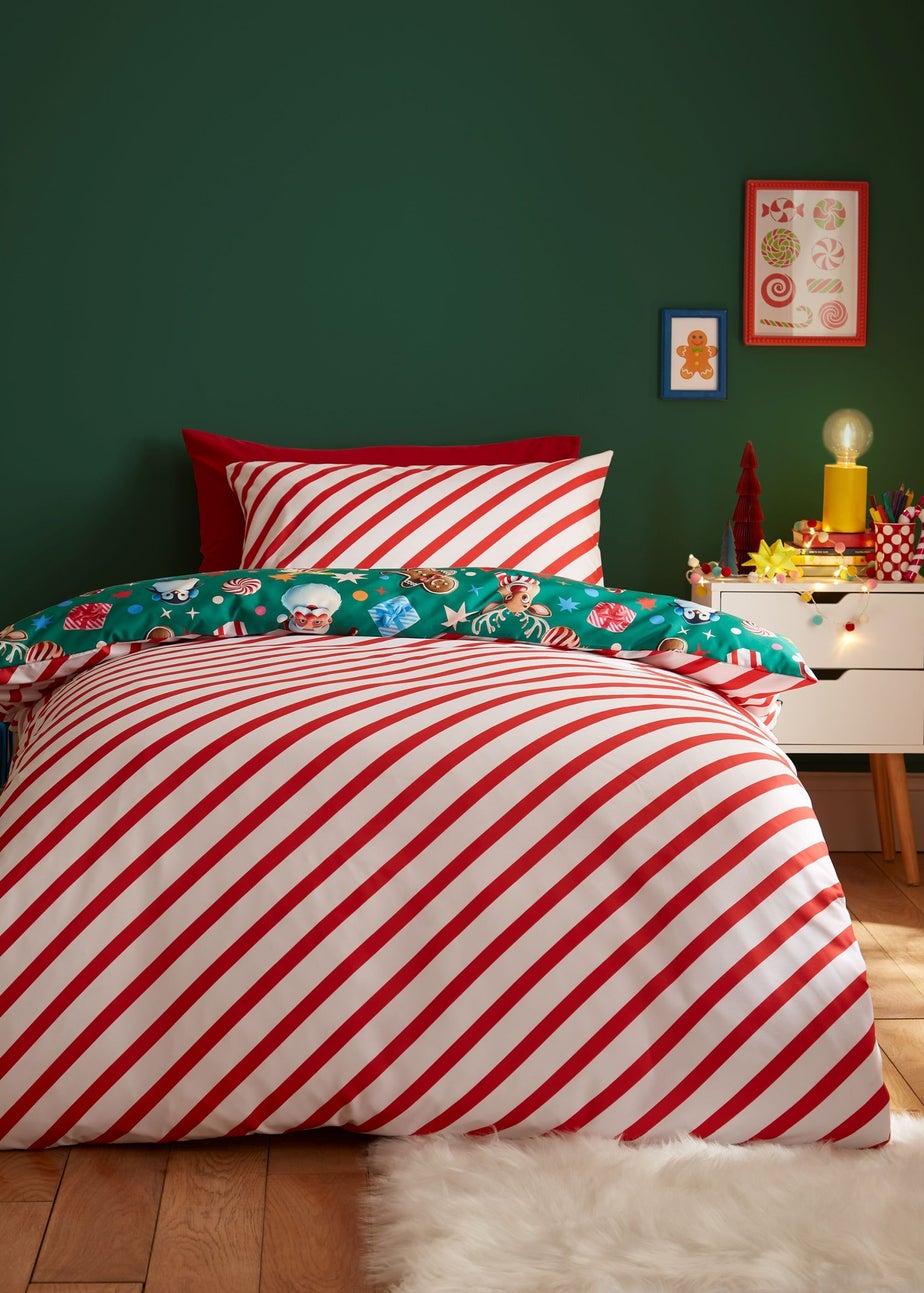 Catherine Lansfield Green Christmas Icons So Soft Reversible Duvet Cover Set