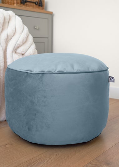 rucomfy Velvet Pouffe Seafoam Blue Beanbag