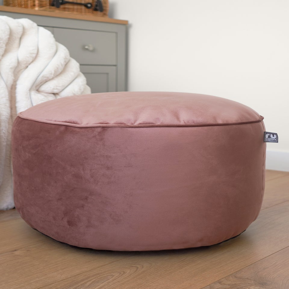 rucomfy Velvet Pouffe Blush Pink Beanbag