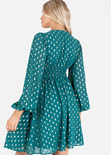 Lovedrobe Green Long Sleeve V Neck Mini Dress