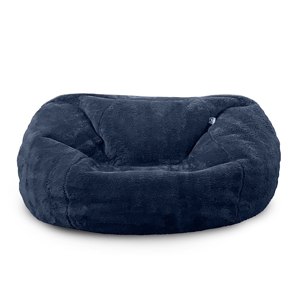 rucomfy Faux Fur Kids Slouchbag Navy Beanbag