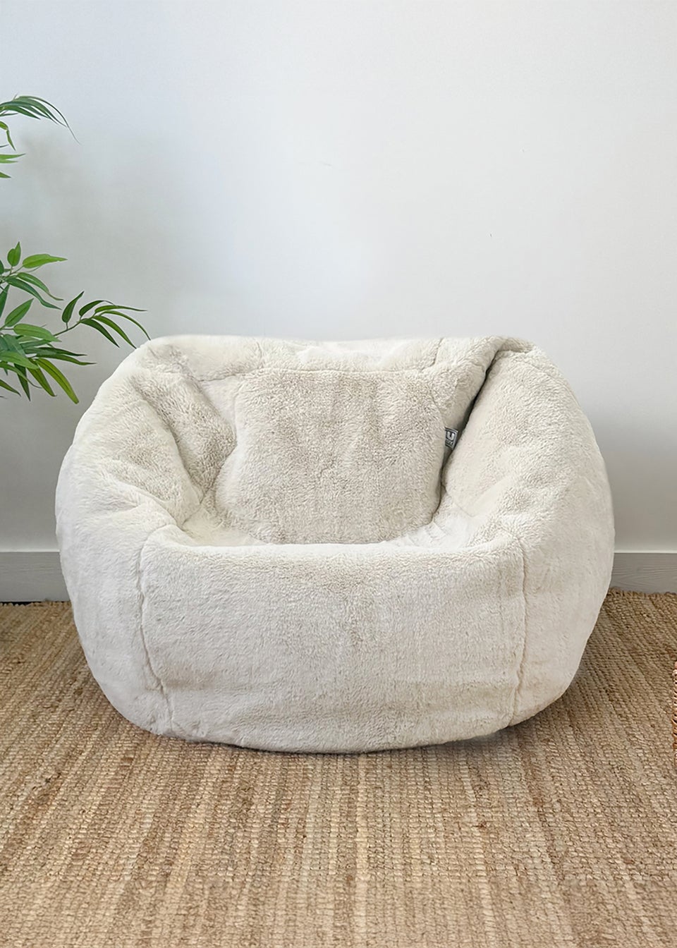 rucomfy Faux Fur Kids Slouchbag Linen Beanbag