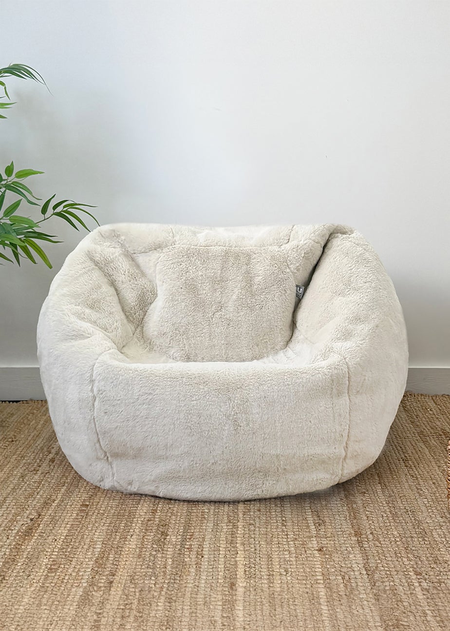 rucomfy Faux Fur Kids Slouchbag Linen Beanbag
