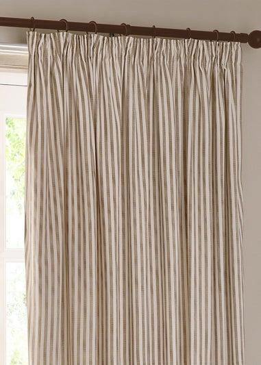 Yard Hebden Stripe Cotton Pencil Pleat Curtains Natural