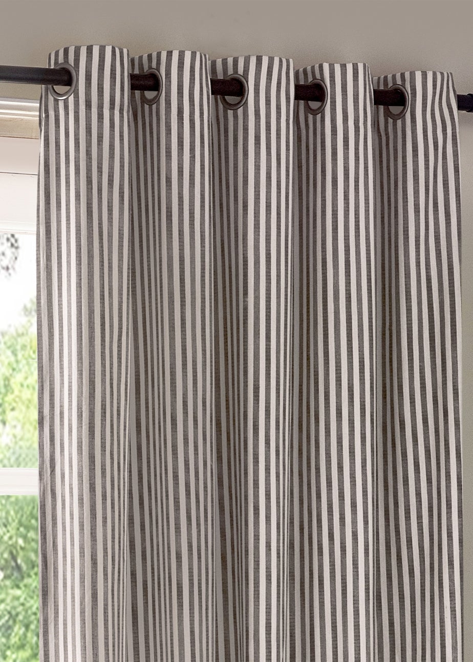 Yard Hebden Stripe Cotton Eylet Curtains Grey