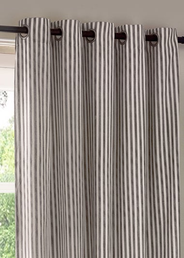 Yard Hebden Stripe Cotton Eylet Curtains Grey
