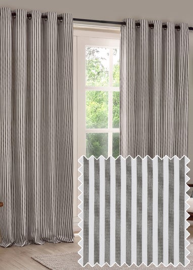 Yard Hebden Stripe Cotton Eylet Curtains Grey