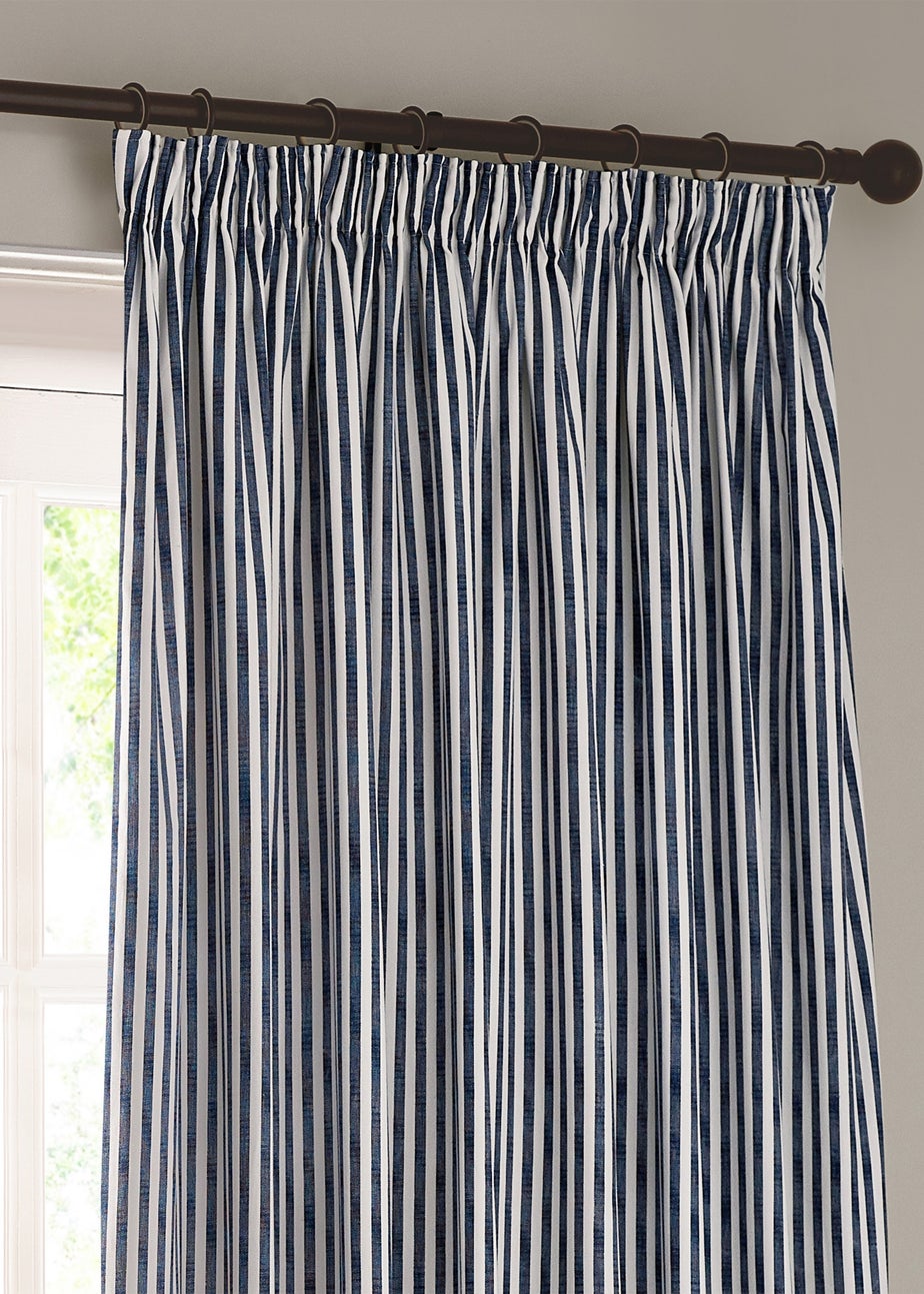 Yard Hebden Stripe Cotton Eylet Curtains Navy