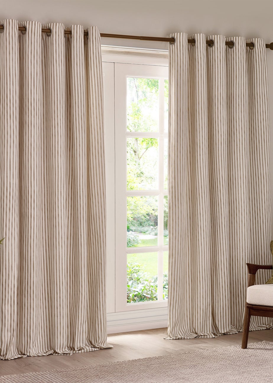 Yard Hebden Stripe Cotton Eylet Curtains Natural