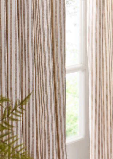 Yard Hebden Stripe Cotton Eylet Curtains Natural