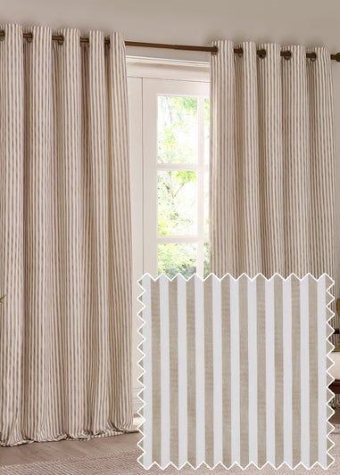Yard Hebden Stripe Cotton Eylet Curtains Natural