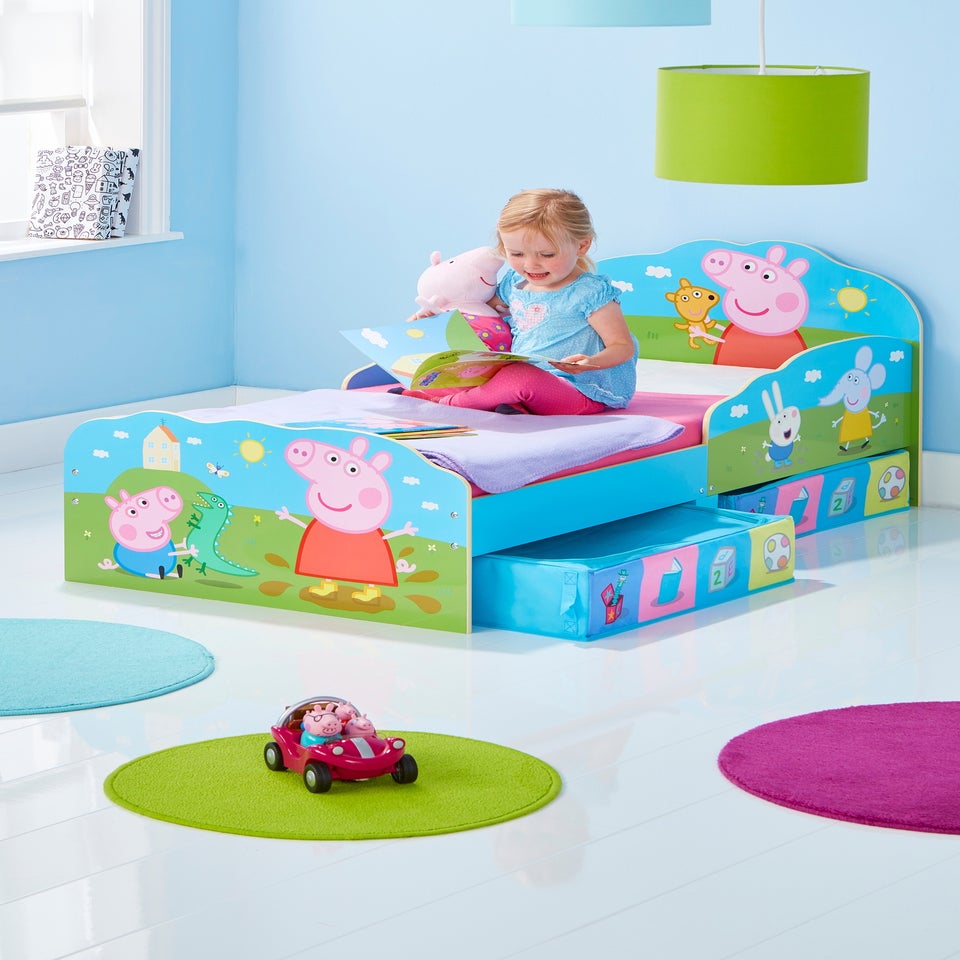 Peppa Pig Blue Toddler Bed With Underbed Storage