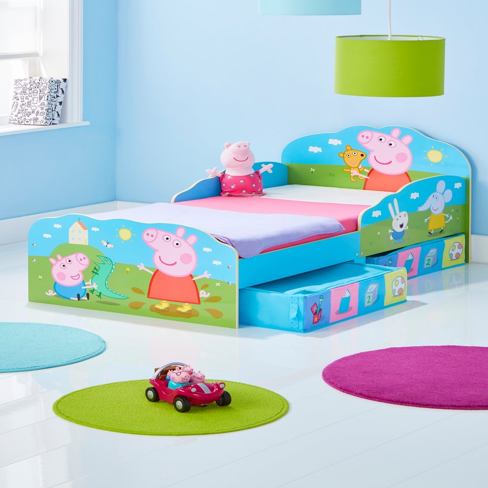 Peppa Pig Blue Toddler Bed With Underbed Storage