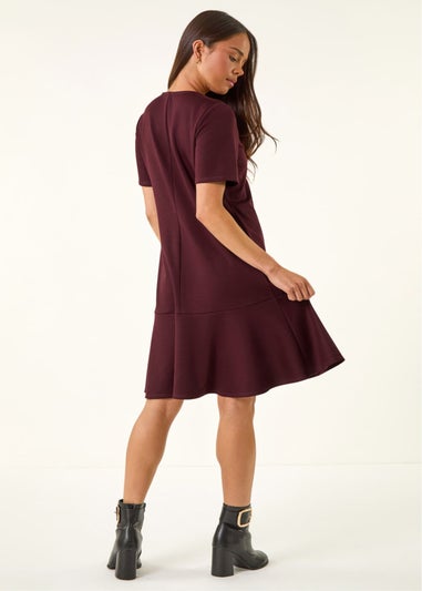 Roman Wine Petite Flute Hem Stretch Dress