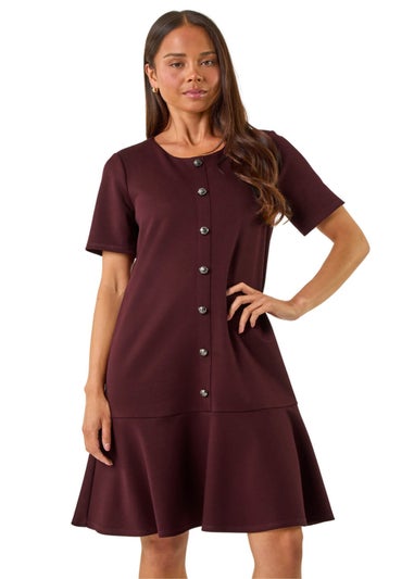Roman Wine Petite Flute Hem Stretch Dress