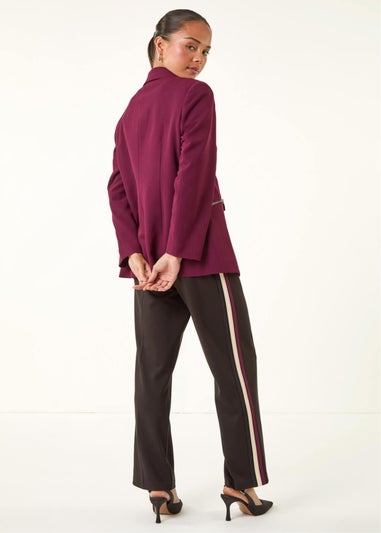 Roman Plum Petite Zip Pocket Stretch Blazer