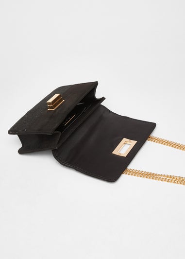 Quiz Black Diamante Crossbody Bag