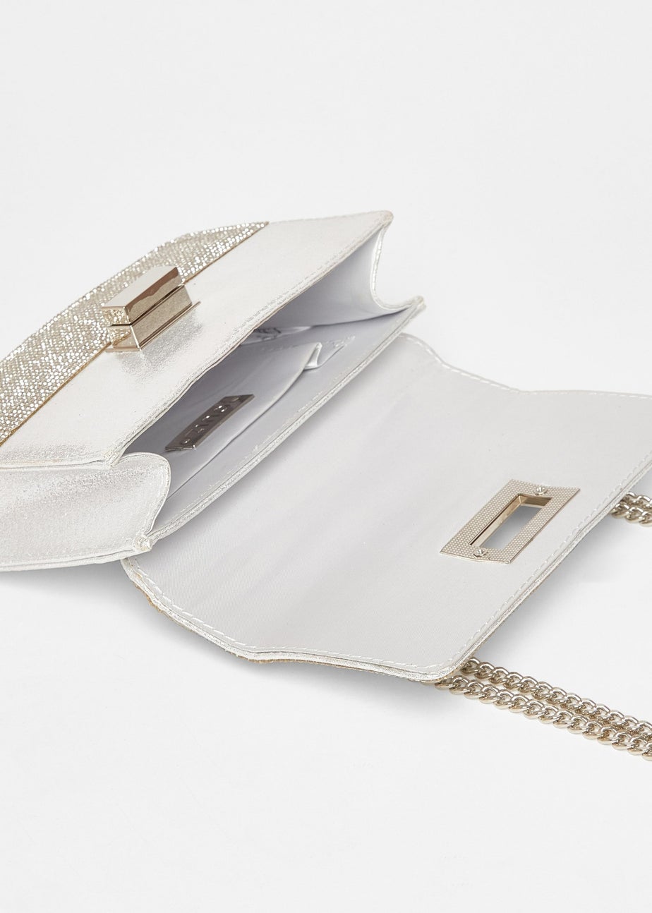 Quiz Silver Diamante Crossbody Bag