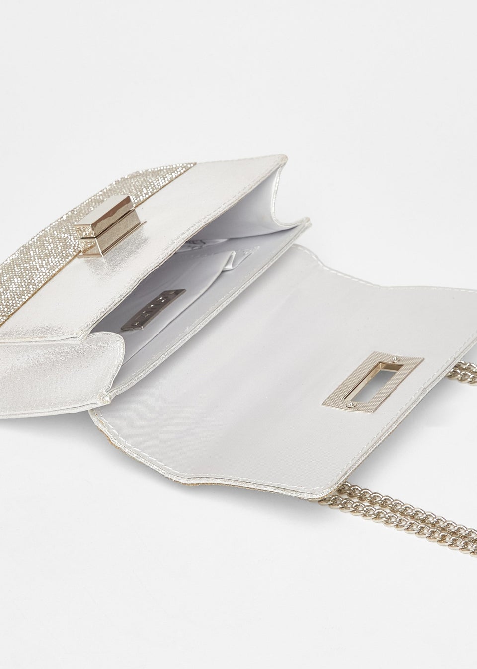 Quiz Silver Diamante Crossbody Bag