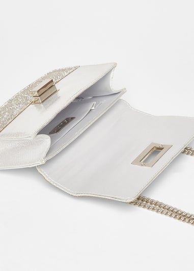 Quiz Silver Diamante Crossbody Bag