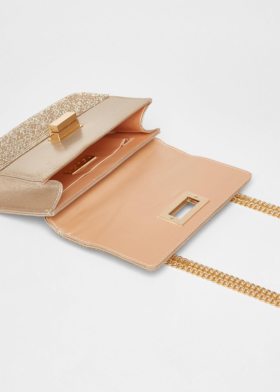 Quiz Gold Diamante Crossbody Bag