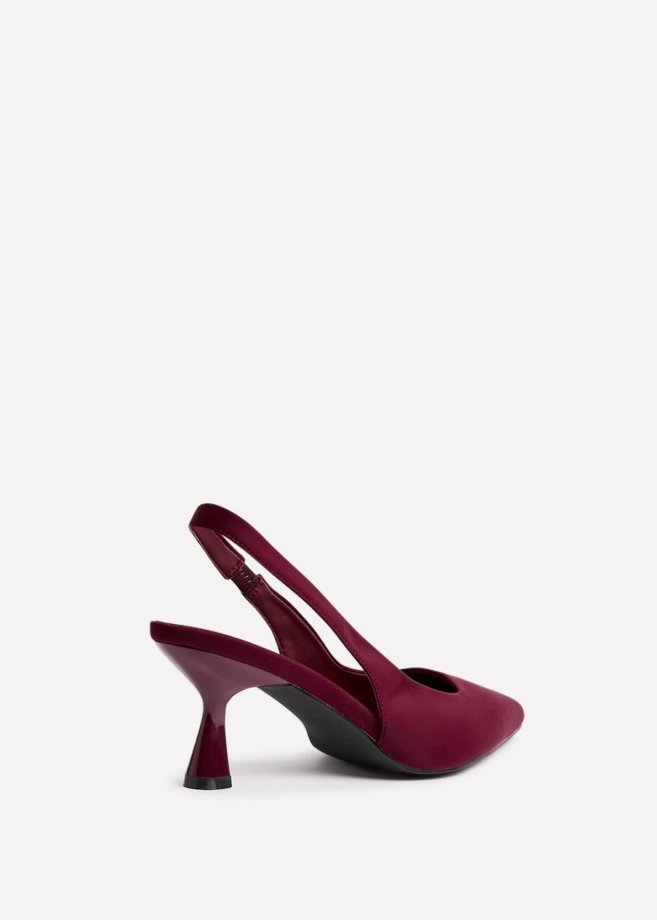 Linzi Izzie Wide Fit Burgundy Scuba Sling Back Low Court Heel