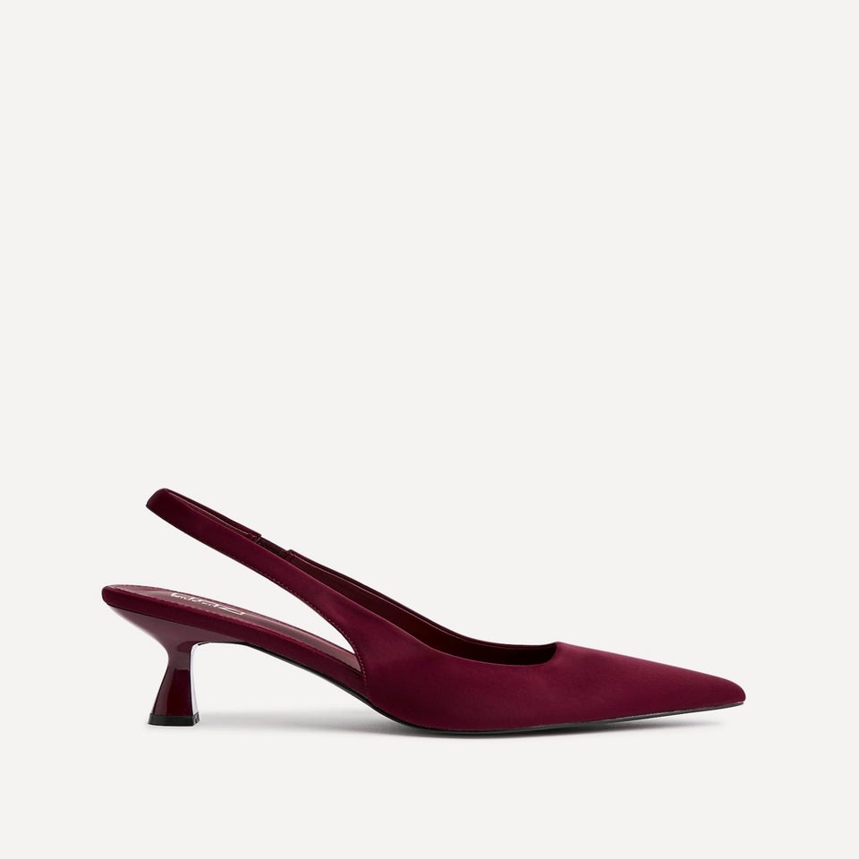 Linzi Izzie Wide Fit Burgundy Scuba Sling Back Low Court Heel