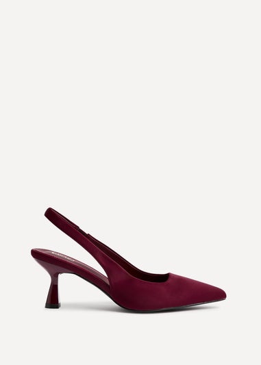 Linzi Izzie Wide Fit Burgundy Scuba Sling Back Low Court Heel