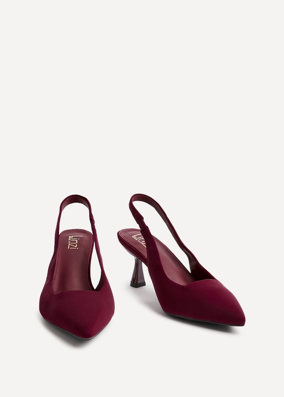 Linzi Izzie Wide Fit Burgundy Scuba Sling Back Low Court Heel