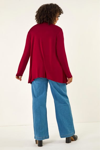 Roman Burgundy Curve Waterfall Front Jersey Cardigan