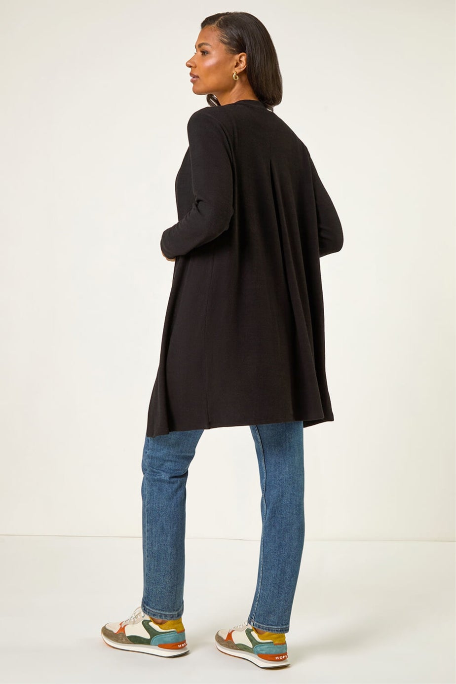 Roman Black Longline Knit Cardigan