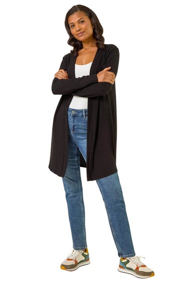 Roman Black Longline Knit Cardigan