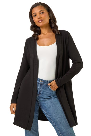 Roman Black Longline Knit Cardigan