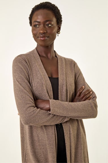 Roman Beige Longline Knit Cardigan