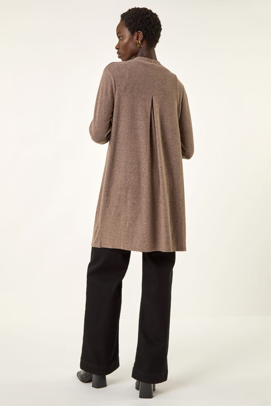Roman Beige Longline Knit Cardigan