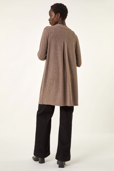 Roman Beige Longline Knit Cardigan