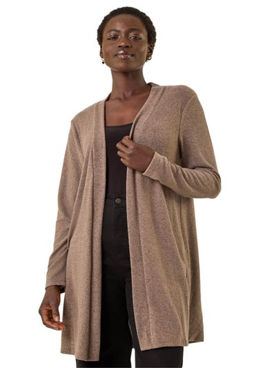 Roman Beige Longline Knit Cardigan