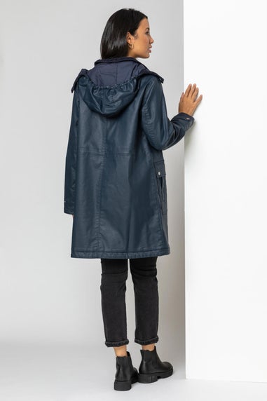 Roman Navy Waxed Longline Hooded Coat